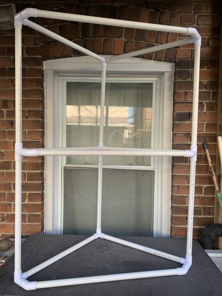 A PVC frame on a box on my rear deck. 